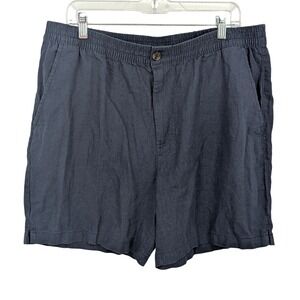 Goodfellow Shorts Men Large Blue Linen Blend Elastic Waist Casual Beach Summer